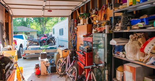 cluttered garage